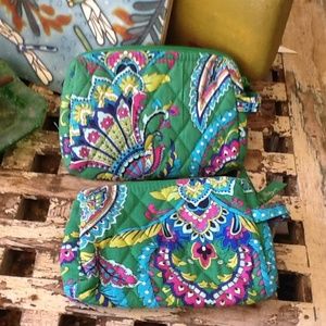 NEW VERA BRADLEY EMERALD PAISLEY COSMETIC BAGS